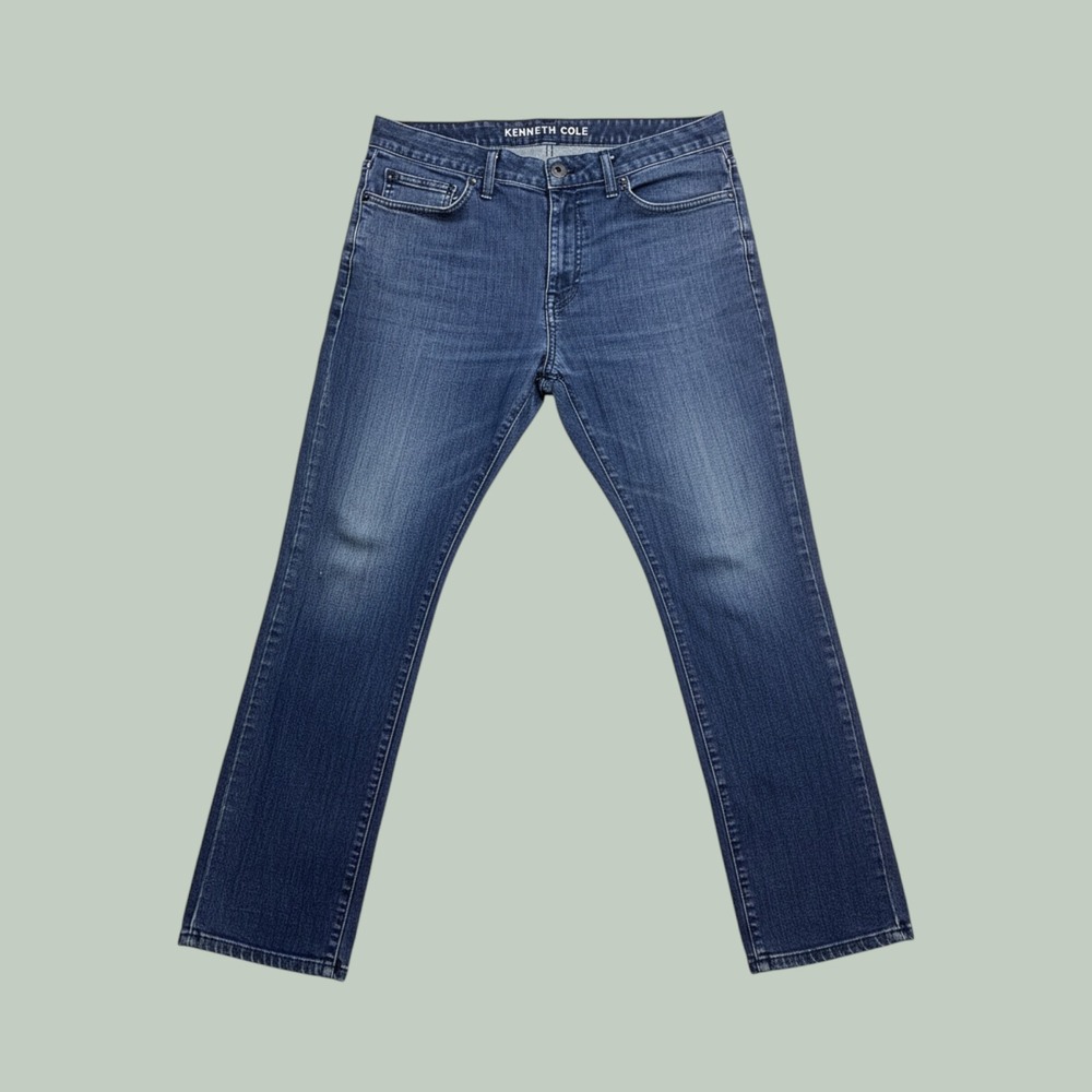Kenneth Cole Jeans Mens 32x30 (32x27) Straight Blue Dark Wash Stretch Denim